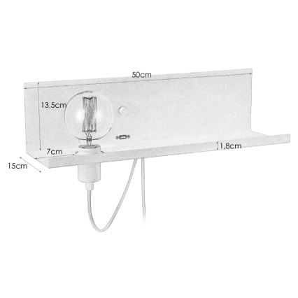Markslöjd 106969 - Pritemdomas sieninis šviestuvas su USB MULTI 1xE27/60W/230V