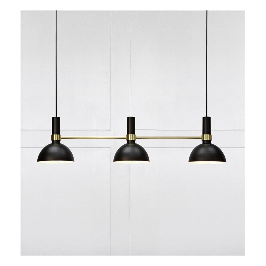 Markslöjd 106971 - Sietynas, kabinamas ant virvės LARRY 3xE27/60W/230V juodas/auksinis