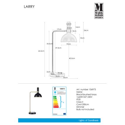 Markslöjd 106973 - Pritemdomas stalinis šviestuvas LARRY 1xE27/60W/230V