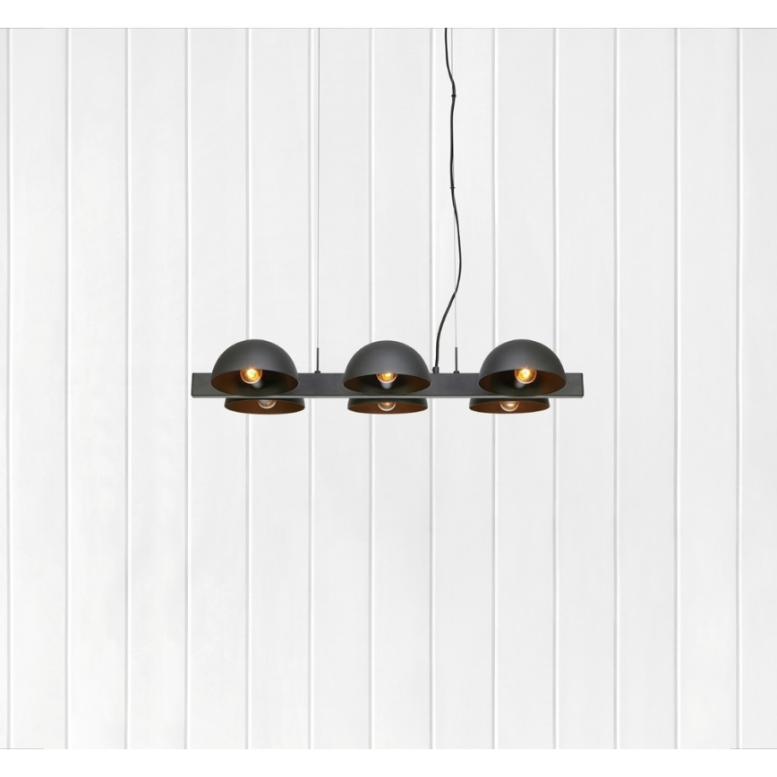 Markslöjd 107138 - Sietynas, kabinamas ant virvės FLAMINGO 6xE14/40W/230V juoda