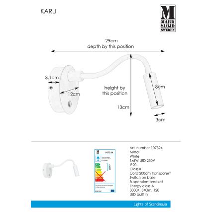 Markslöjd 107324 - LED sieninis šviestuvas KARLI LED/6W/230V