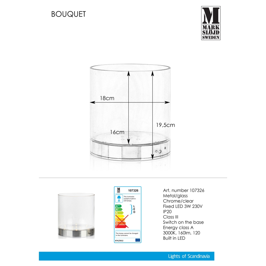 Markslöjd 107326 - LED Stalinis šviestuvas BOUQUET LED/3W/230V