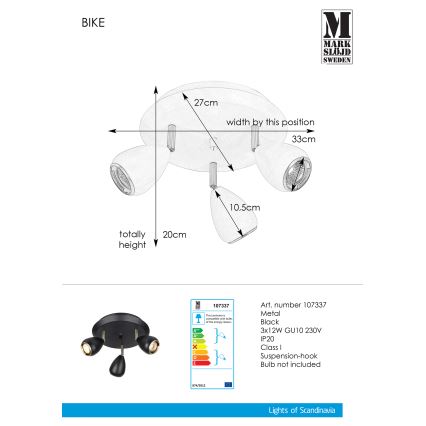 Markslöjd 107337 - Akcentinis šviestuvas BIKE 3xGU10/12W/230V