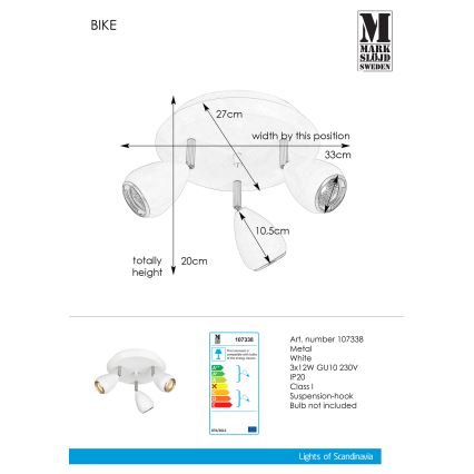 Markslöjd 107338 - Akcentinis šviestuvas BIKE 3xGU10/12W/230V
