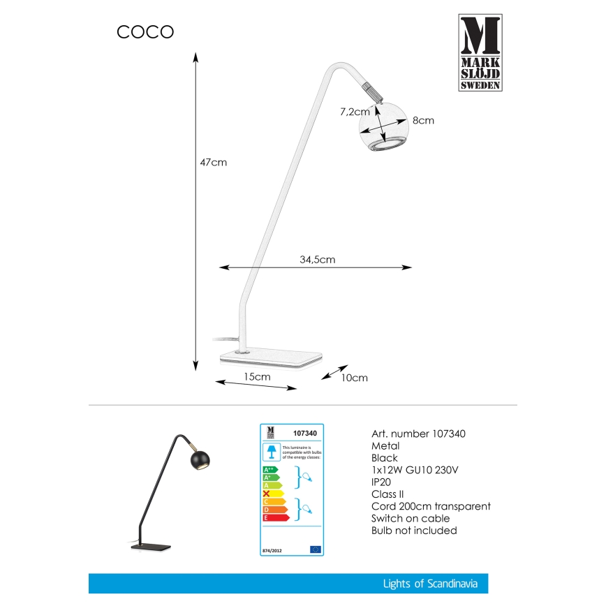 Markslöjd 107340 - Stalinis šviestuvas COCO 1xGU10/12W/230V