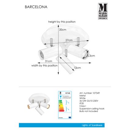Markslöjd 107349 - Akcentinis šviestuvas BARCELONA 3xGU10/12W/230V