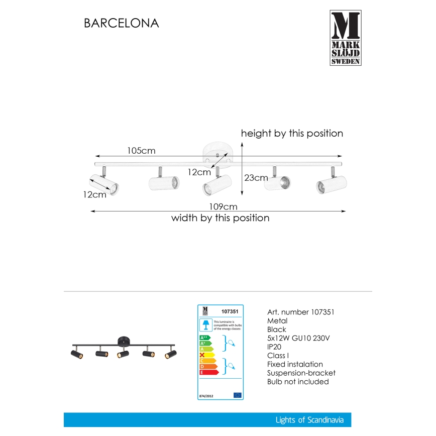 Markslöjd 107351 - Akcentinis šviestuvas BARCELONA 5xGU10/12W/230V