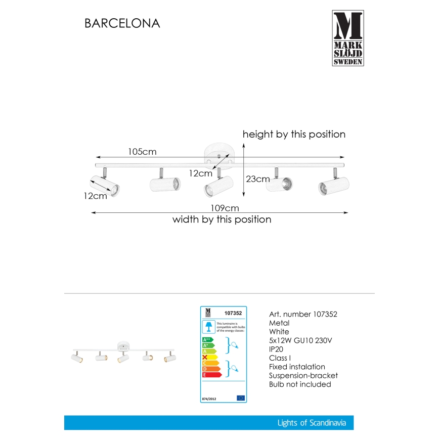 Markslöjd 107352 - Akcentinis šviestuvas BARCELONA 5xGU10/12W/230V