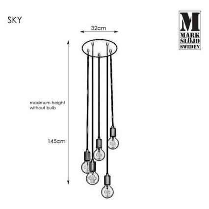 Markslöjd 107467 - Sietynas, kabinamas ant virvės SKY 5xE27/60W/230V