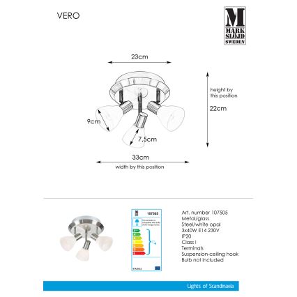 Markslöjd 107505 - Akcentinis apšvietimas VERO 3xE14/40W/230V blizgus chromas