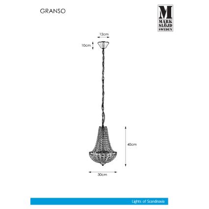 Markslöjd 107550 - Krištolinis vonios sietynas ant grandinės GRÄNSÖ 2xG9/20W/230V IP44