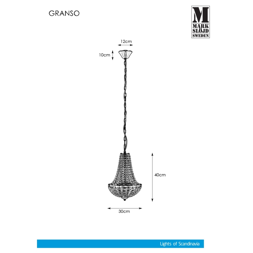 Markslöjd 107550 - Krištolinis vonios sietynas ant grandinės GRÄNSÖ 2xG9/20W/230V IP44