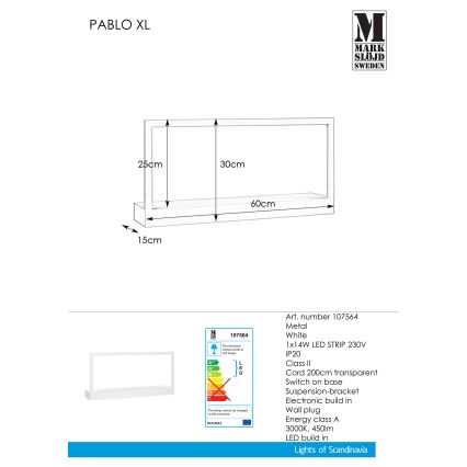 Markslöjd 107564 - LED Sieninis šviestuvas su rėmu PABLO LED/14W/230V