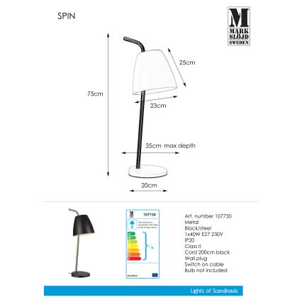 Markslöjd 107730 - Stalinis šviestuvas SPIN 1xE27/40W/230V
