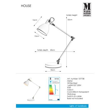 Markslöjd 107738 - Stalinis šviestuvas HOUSE 1xE27/40W/230V