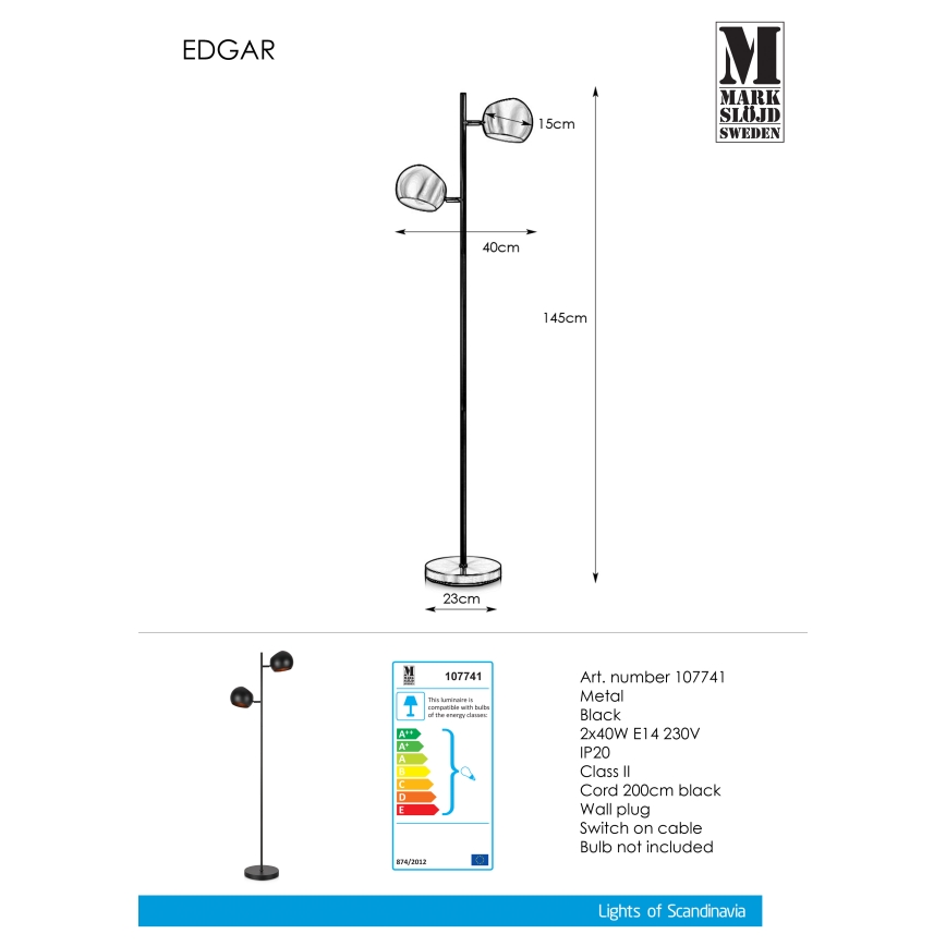 Markslöjd 107741 - Toršeras EDGAR 2xE14/40W/230V