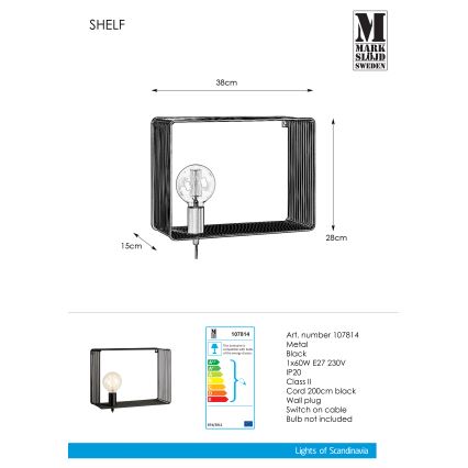 Markslöjd 107814 - Sieninis šviestuvas SHELF 1xE27/60W/230V