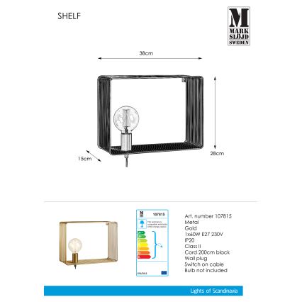 Markslöjd 107815 - Sieninis šviestuvas SHELF 1xE27/60W/230V