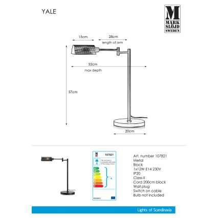 Markslöjd 107821 - Stalinis šviestuvas YALE 1xE14/12W/230V