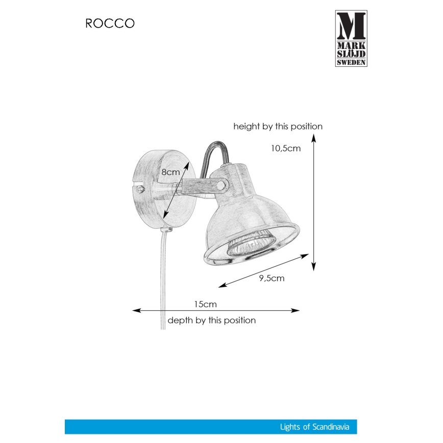 Markslöjd 107853 - Sieninis akcentinis šviestuvas ROCCO 1xGU10/7W/230V