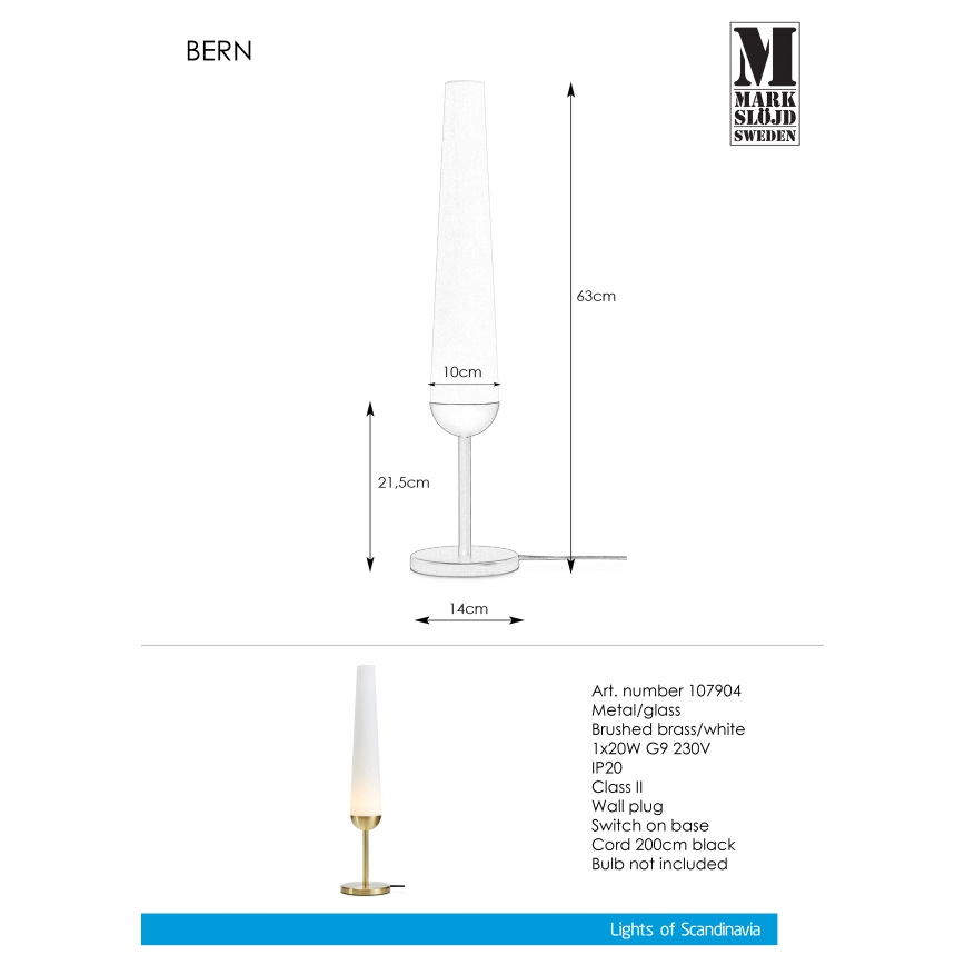 Markslöjd 107904 - Stalinis šviestuvas BERN 1xG9/20W/230V