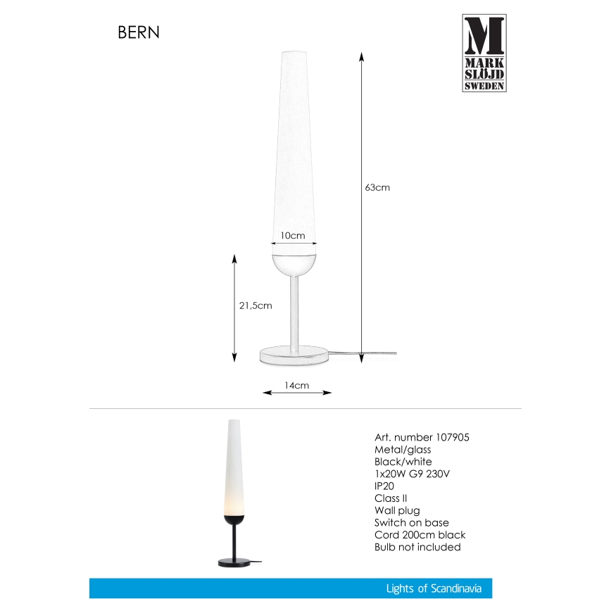 Markslöjd 107905 - Stalo šviestuvas BERN 1xG9/20W/230V