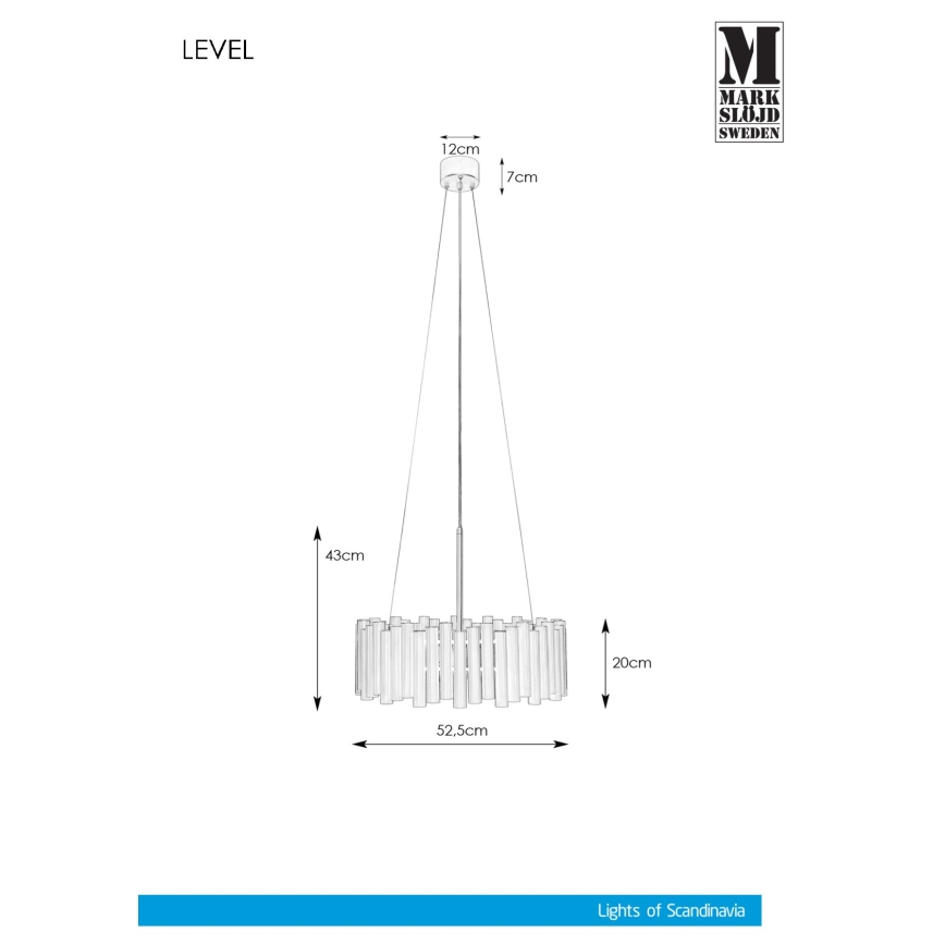 Markslöjd 107925 - Kabinamas sietynas LEVEL 3xE27/60W/230V