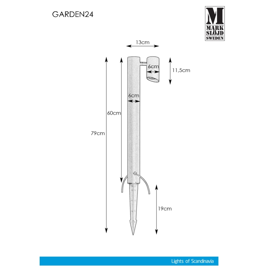 Markslöjd 108485 - LED Lauko šviestuvas GARDEN24 LED/6W/24V 60 cm IP44 juodas