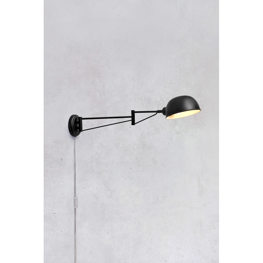 Markslöjd 108587 – Sieninis šviestuvas PORTLAND 1xE27/40W/230V juodas