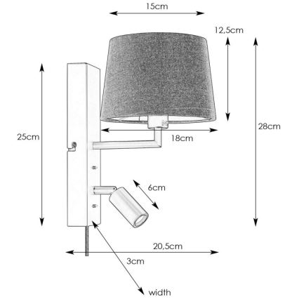 Markslöjd 108595 – LED sieninis šviestuvas su USB COMO 1xE14/40W/230V + LED/3W juodas