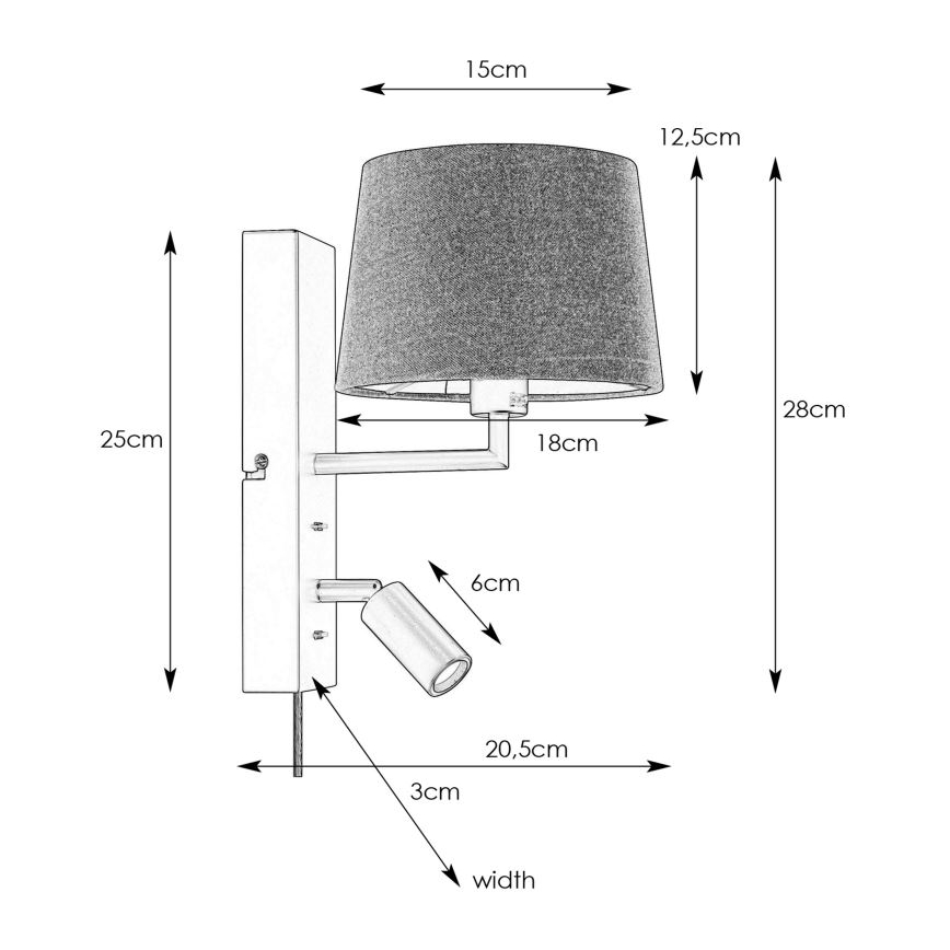 Markslöjd 108595 – LED sieninis šviestuvas su USB COMO 1xE14/40W/230V + LED/3W juodas