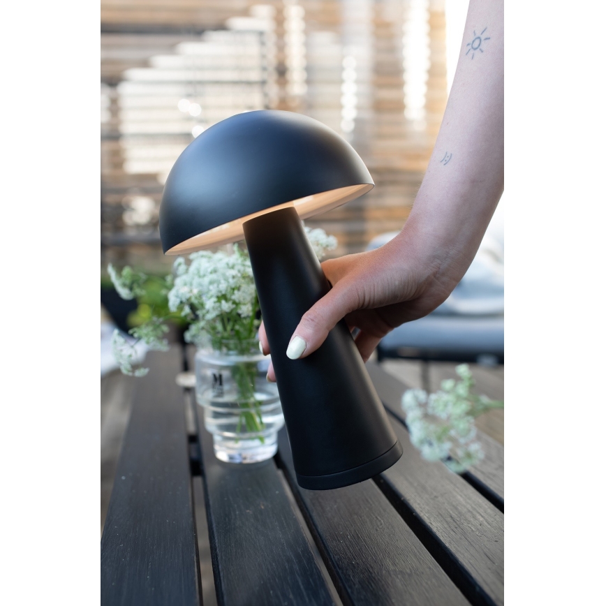 Markslöjd 108655 - dimeriuojamas įkraunamas LED stalinis šviestuvas FUNGI LED/1,5W/5V 2000 mAh IP44 juodas