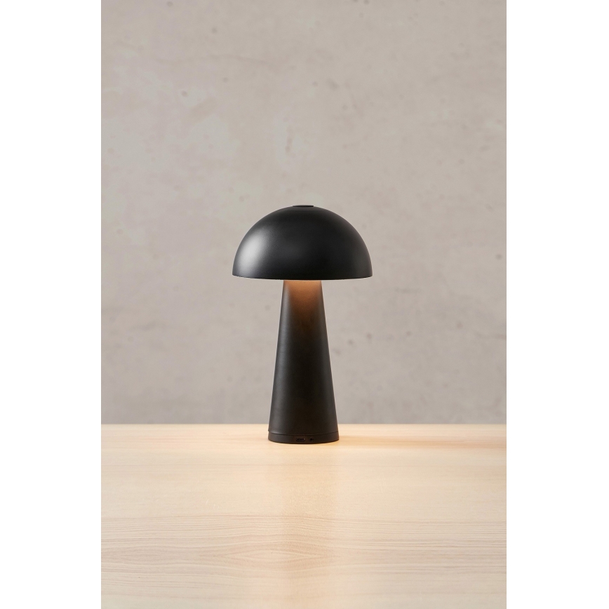 Markslöjd 108655 - dimeriuojamas įkraunamas LED stalinis šviestuvas FUNGI LED/1,5W/5V 2000 mAh IP44 juodas