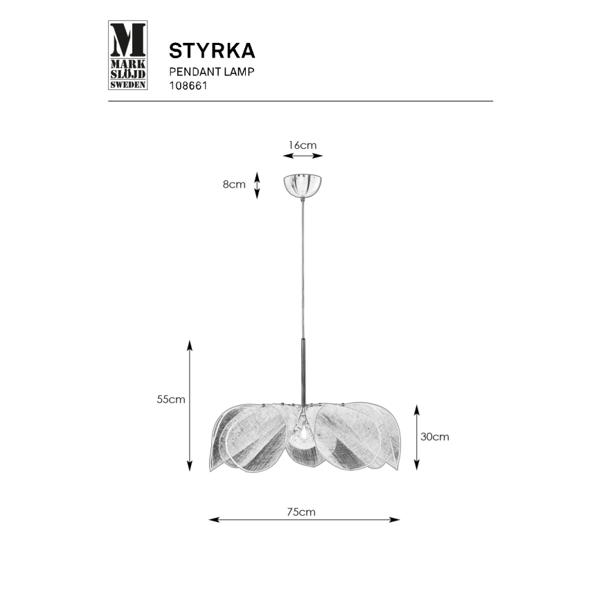 Markslöjd 108661 - Pakabinamas sietynas STYRKA 1xE27/40W/230V diametras 75 cm smėlio spalva
