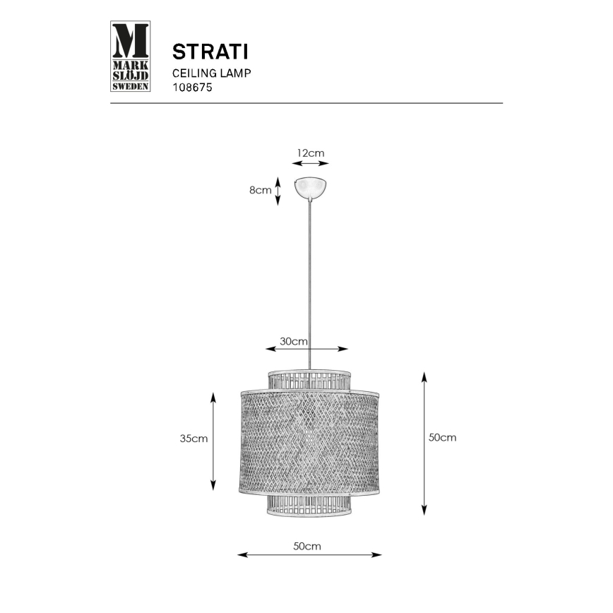 Markslöjd 108675 - Pakabinamas sietynas STRATI 1xE27/40W/230V smėlio spalva/bambukas
