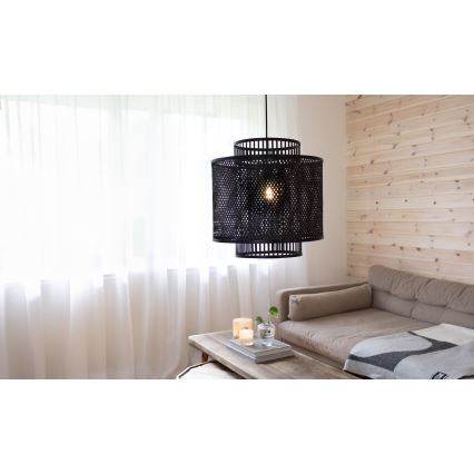 Markslöjd 108676 - Pakabinamas sietynas STRATI 1xE27/40W/230V juoda/bambukas