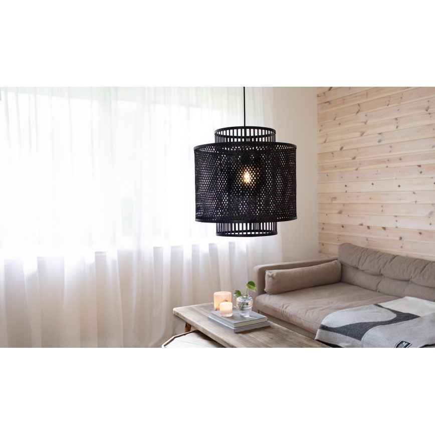 Markslöjd 108676 - Pakabinamas sietynas STRATI 1xE27/40W/230V juoda/bambukas