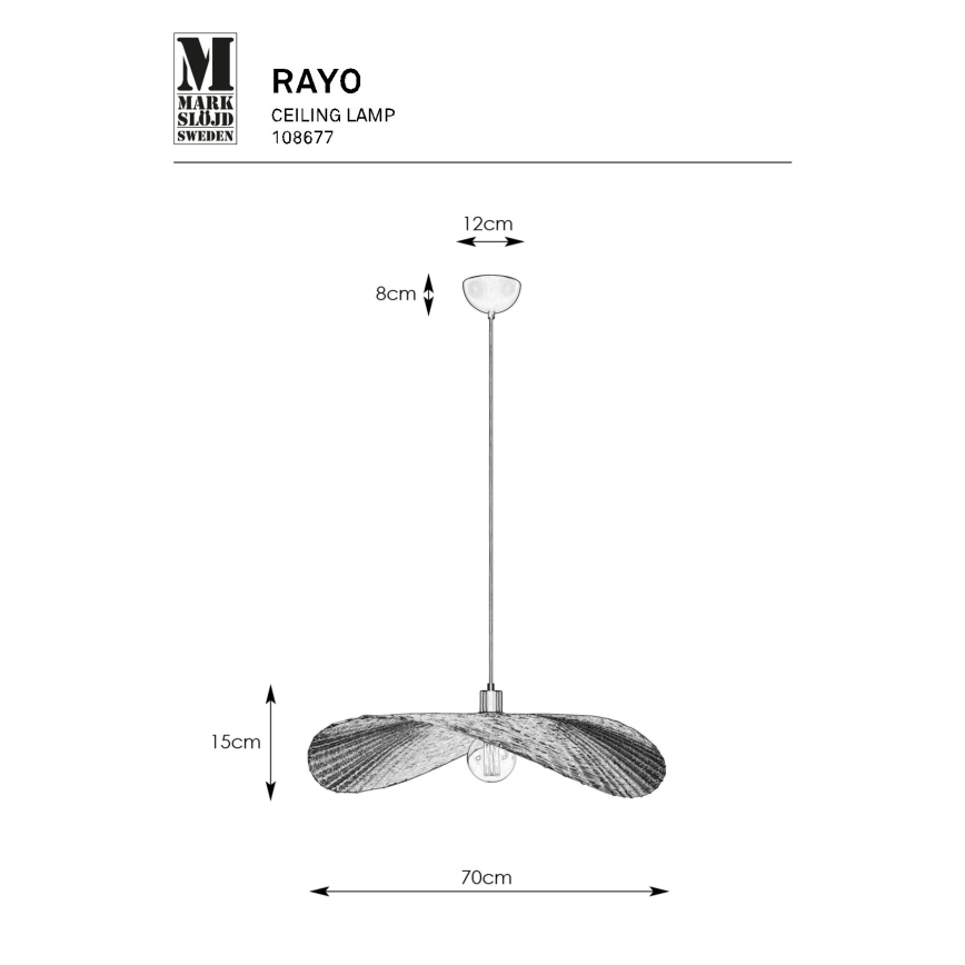 Markslöjd 108677 - Pakabinamas sietynas RAYO 1xE27/40W/230V smėlio spalva/bambukas