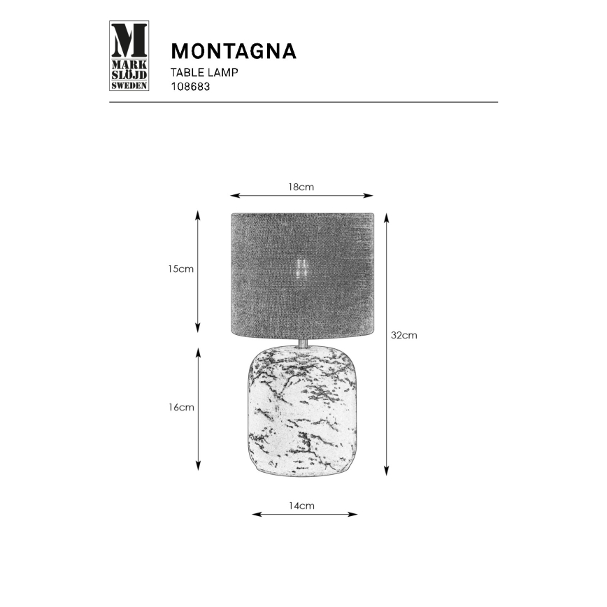 Markslöjd 108683 - Stalinis šviestuvas MONTAGNA 1xE14/40W/230V 32 cm smėlio spalva/juoda