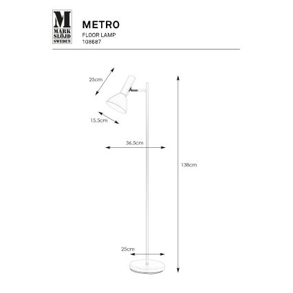 Markslöjd 108687 - Toršeras METRO 1xE27/40W/230V balta