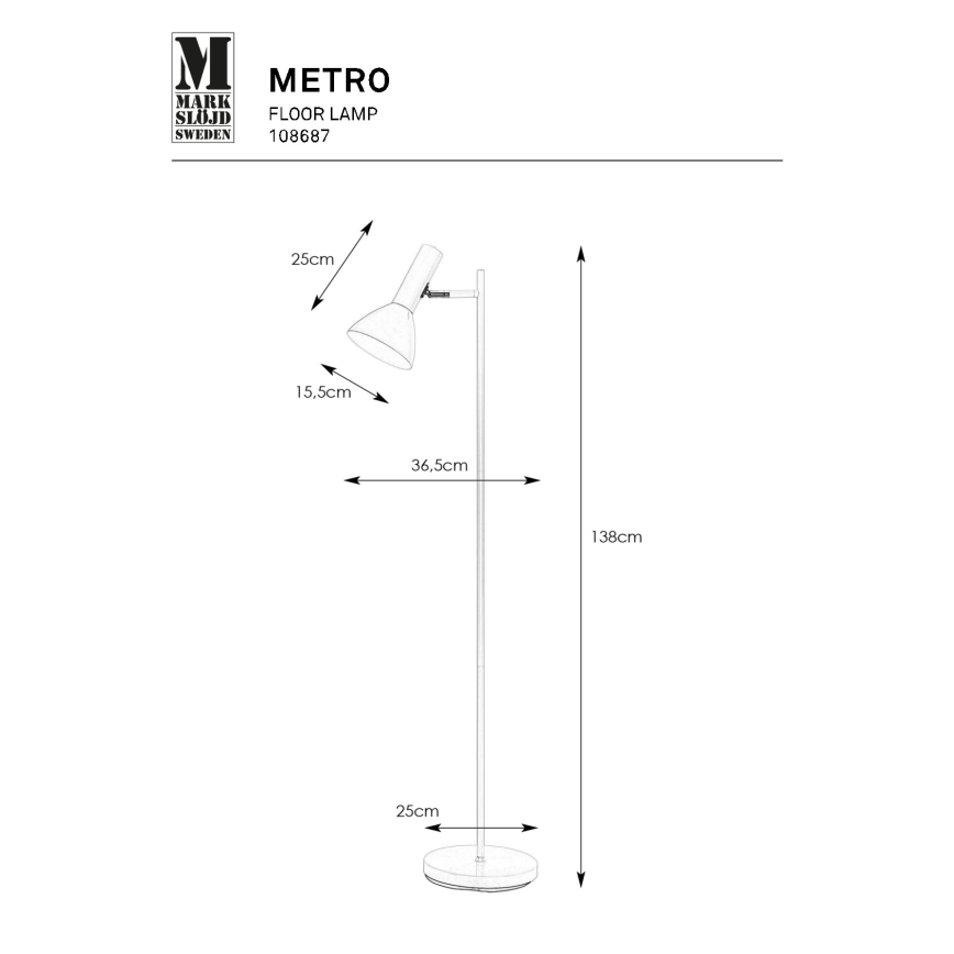 Markslöjd 108687 - Toršeras METRO 1xE27/40W/230V balta