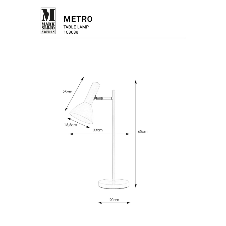 Markslöjd 108688 - Stalinis šviestuvas METRO 1xE27/40W/230V balta