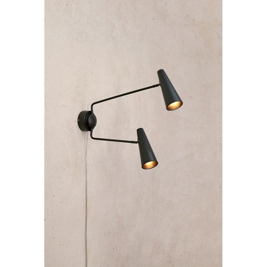 Markslöjd 108690 - Sieninis šviestuvas PEAK 2xE14/40W/230V juoda