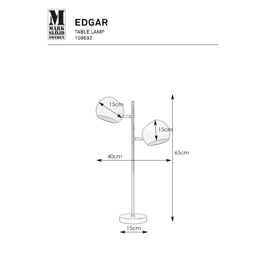 Markslöjd 108692 - Stalinis šviestuvas EDGAR 2xE14/40W/230V auksas