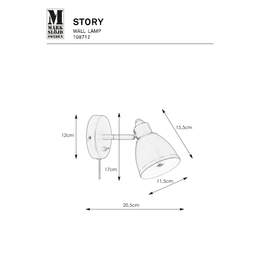 Markslöjd 108712 - Sieninis šviestuvas STORY 1xE14/40W/230V juoda