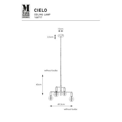 Markslöjd 108717 - Pakabinamas sietynas CIELO 6xE27/40W/230V juoda