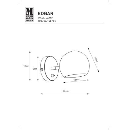 Markslöjd 108754 - Sieninis šviestuvas EDGAR 1xE14/40W/230V auksas