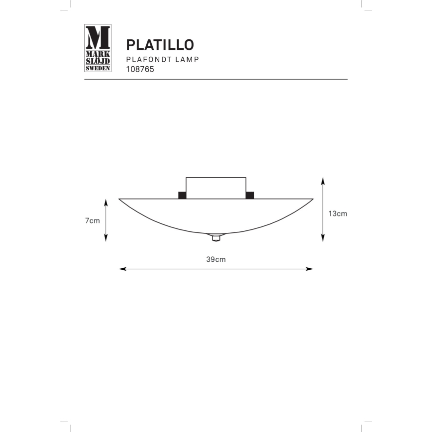 Markslöjd 108765 - Lubinis šviestuvas PLATILLO 2xE27/40W/230V diametras 39 cm