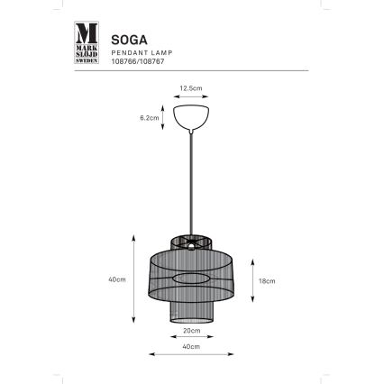 Markslöjd 108766 - Pakabinamas sietynas SOGA 1xE27/40W/230V juoda