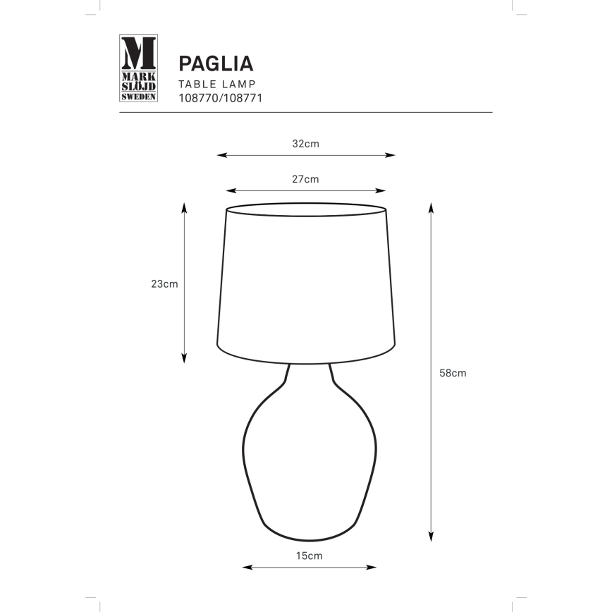 Markslöjd 108770 - Stalinis šviestuvas PAGLIA 1xE27/40W/230V juoda/rotangas